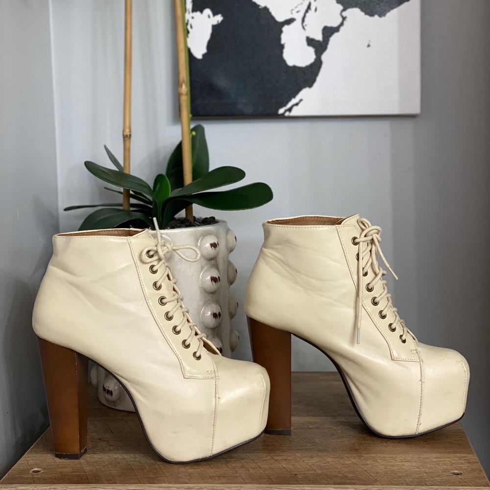 Cream Charlotte Russe Platform Booties